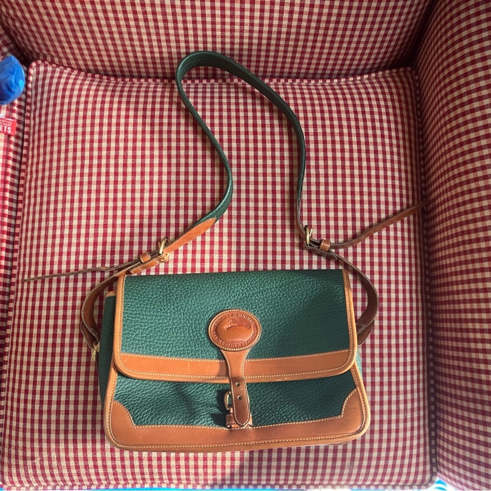 VINTAGE DOONEY & BOURKE Green/Brown Leather Crossbody Purse
